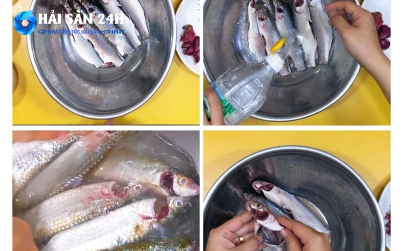 Cá đối hấp hành cuốn bánh tráng